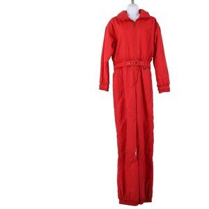 Fera Sz 8 Red Belted Pockets Inner Pockets Insulated Ski Nylon Suit